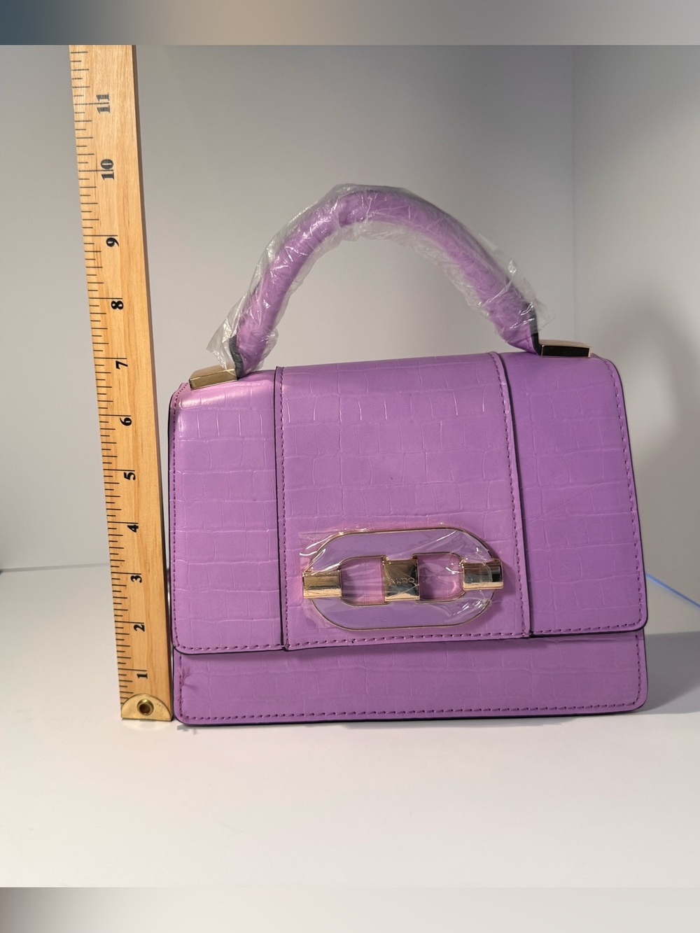 ALDO Lavender Croc Embossed Top Handle Crossbody Bag | New without tags - Picture 4 of 8